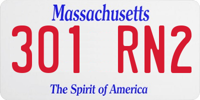MA license plate 301RN2