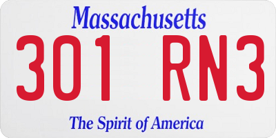 MA license plate 301RN3