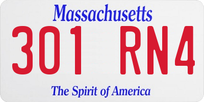 MA license plate 301RN4