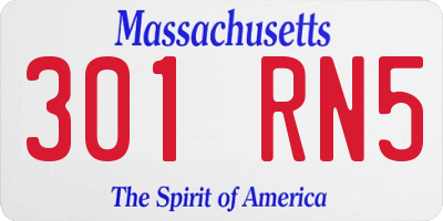MA license plate 301RN5