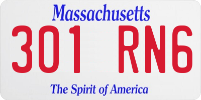 MA license plate 301RN6