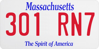 MA license plate 301RN7