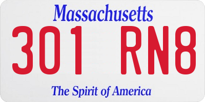 MA license plate 301RN8