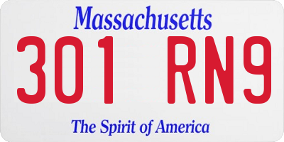 MA license plate 301RN9