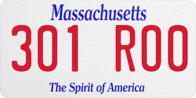 MA license plate 301RO0
