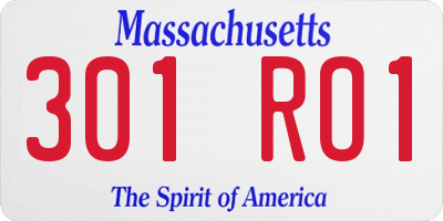 MA license plate 301RO1