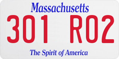 MA license plate 301RO2