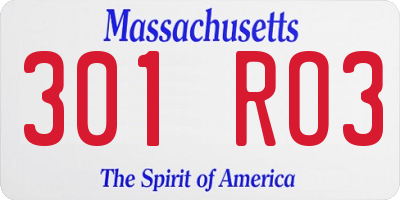 MA license plate 301RO3