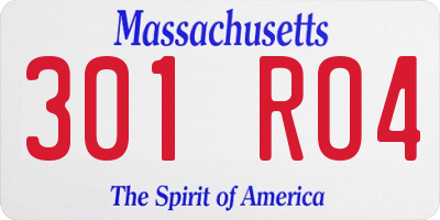 MA license plate 301RO4