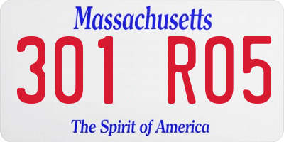 MA license plate 301RO5