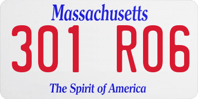 MA license plate 301RO6