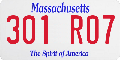 MA license plate 301RO7