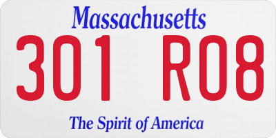 MA license plate 301RO8