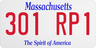 MA license plate 301RP1