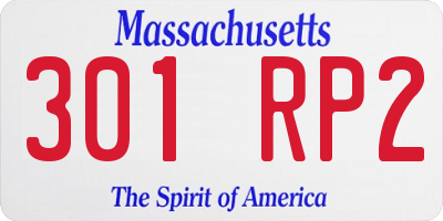 MA license plate 301RP2