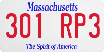 MA license plate 301RP3