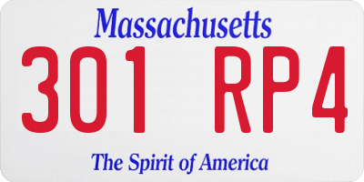 MA license plate 301RP4