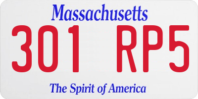 MA license plate 301RP5