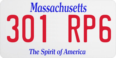 MA license plate 301RP6