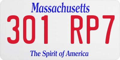 MA license plate 301RP7
