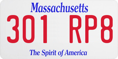 MA license plate 301RP8