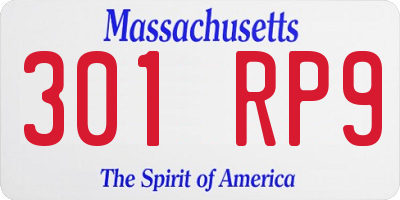 MA license plate 301RP9