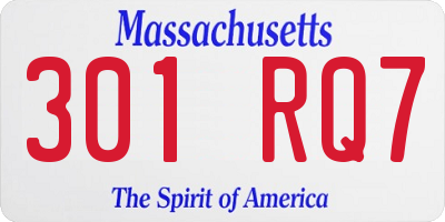 MA license plate 301RQ7