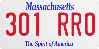 MA license plate 301RR0
