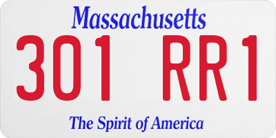 MA license plate 301RR1