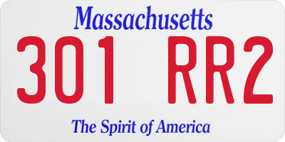MA license plate 301RR2
