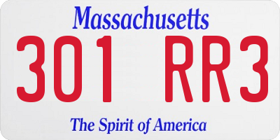 MA license plate 301RR3