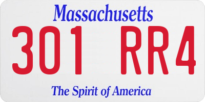 MA license plate 301RR4