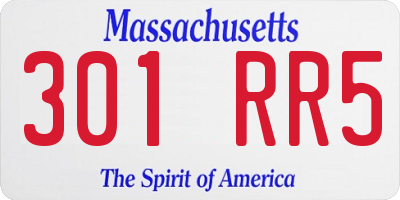 MA license plate 301RR5