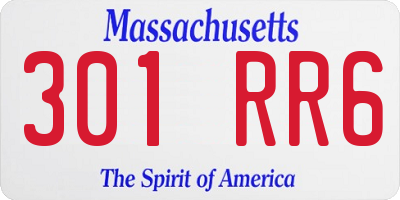 MA license plate 301RR6
