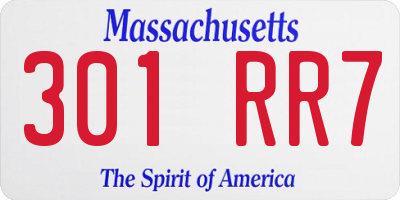 MA license plate 301RR7