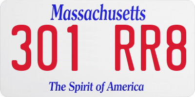 MA license plate 301RR8