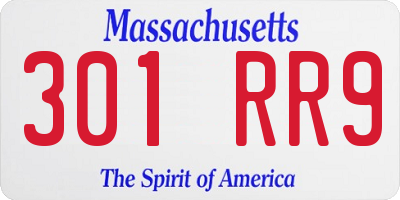 MA license plate 301RR9