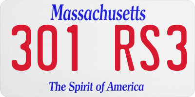 MA license plate 301RS3