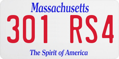 MA license plate 301RS4