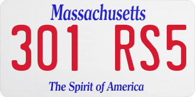 MA license plate 301RS5