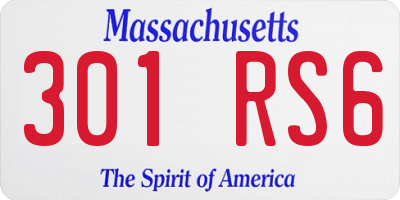 MA license plate 301RS6