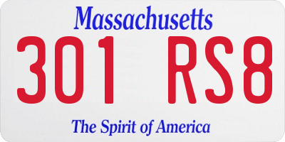 MA license plate 301RS8