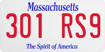 MA license plate 301RS9