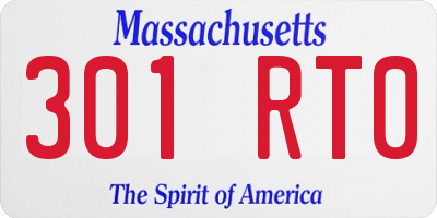 MA license plate 301RT0
