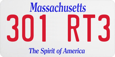 MA license plate 301RT3