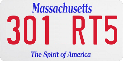 MA license plate 301RT5