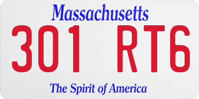 MA license plate 301RT6