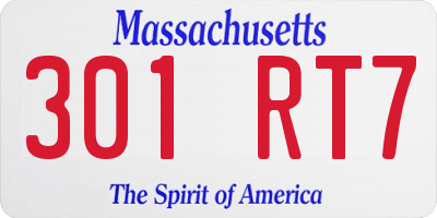 MA license plate 301RT7