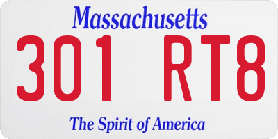 MA license plate 301RT8