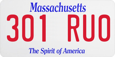 MA license plate 301RU0